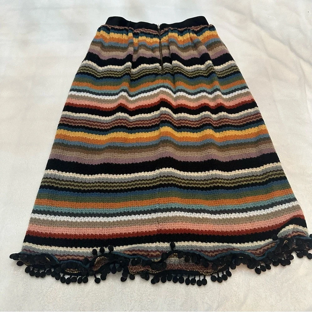 Anthropologie Eri + Ali Multicolor Striped Pom Sweater Midi Skirt 51640